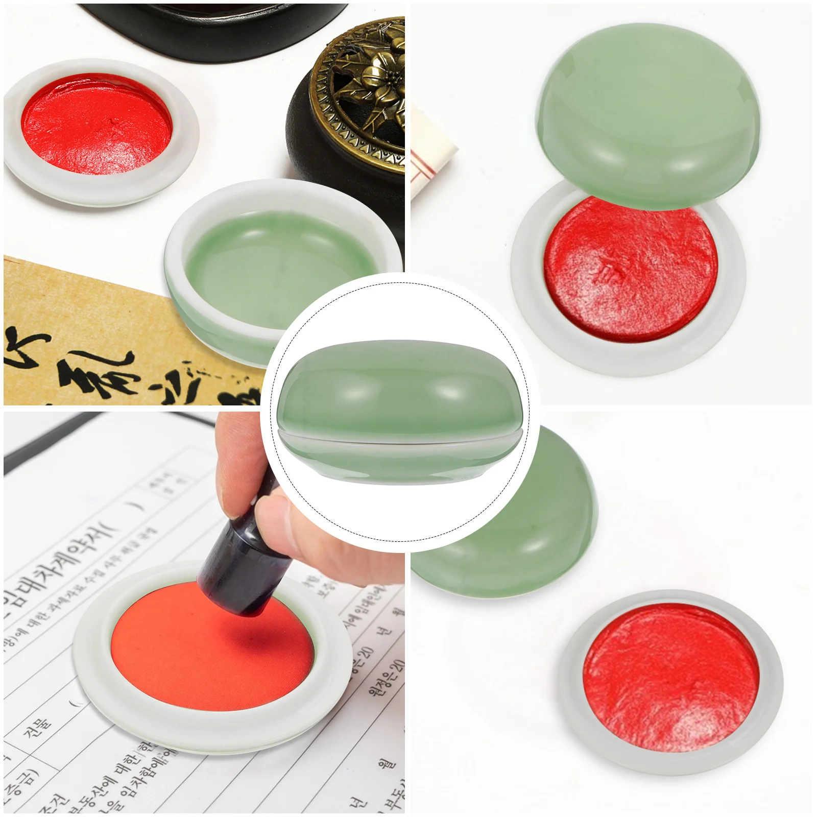 

1Pcs High Quality Ceramic Inkpad Box for Calligraphy Red Ink Paste Container Smooth Surface Easy to Clean Ceramic Inkpad Box