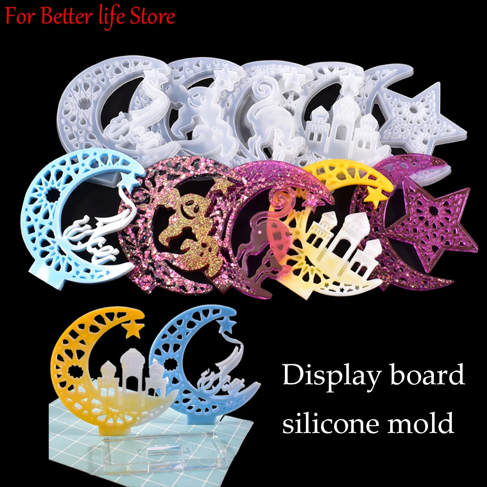 1 Piece DIY Crystal Epoxy Resin Mold Funny Series Display Board Display Board Base Swing Table Jewelry Silicone Mold For Resin