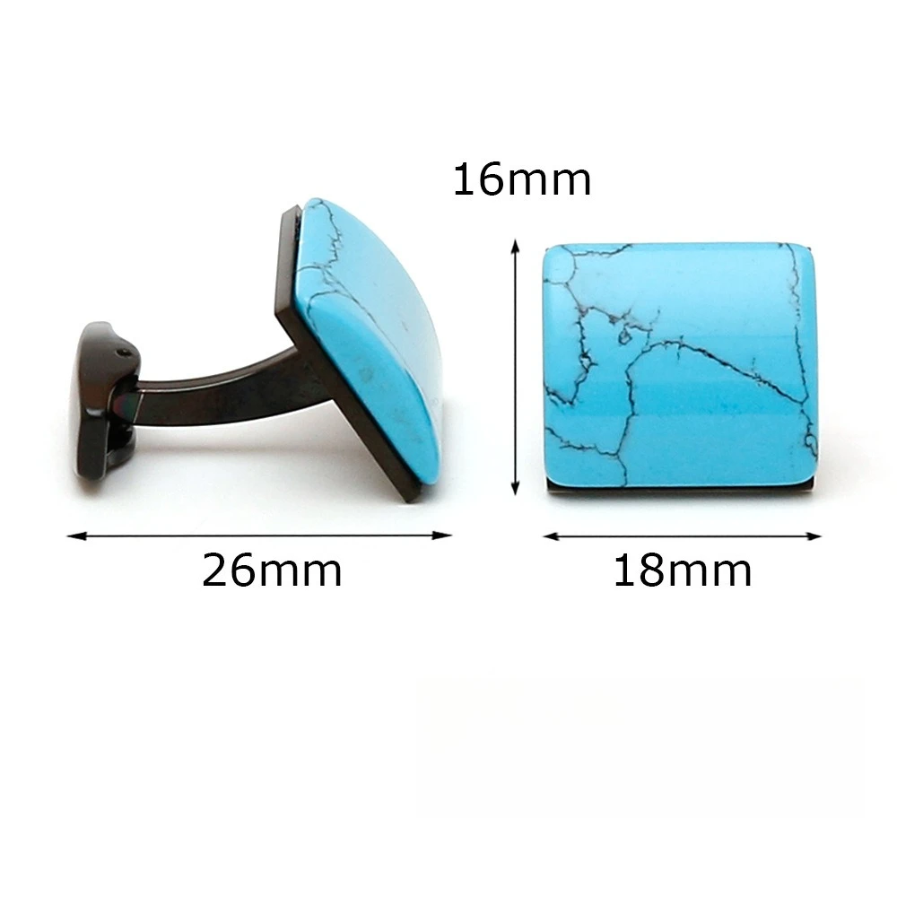 Gentleman Turquoise Textured Square Cufflinks Men's Business Dress Shirt Cuff Buckle Exquisite Cufflink Accessories