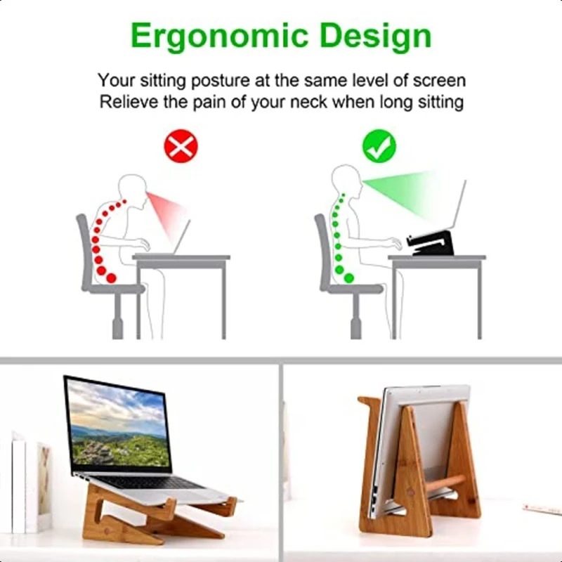 

Bamboo Vertical Laptop Stand for Desk Bamboo Laptop Holder Compatible for Book Air Pro XPS Pro Pixelbook