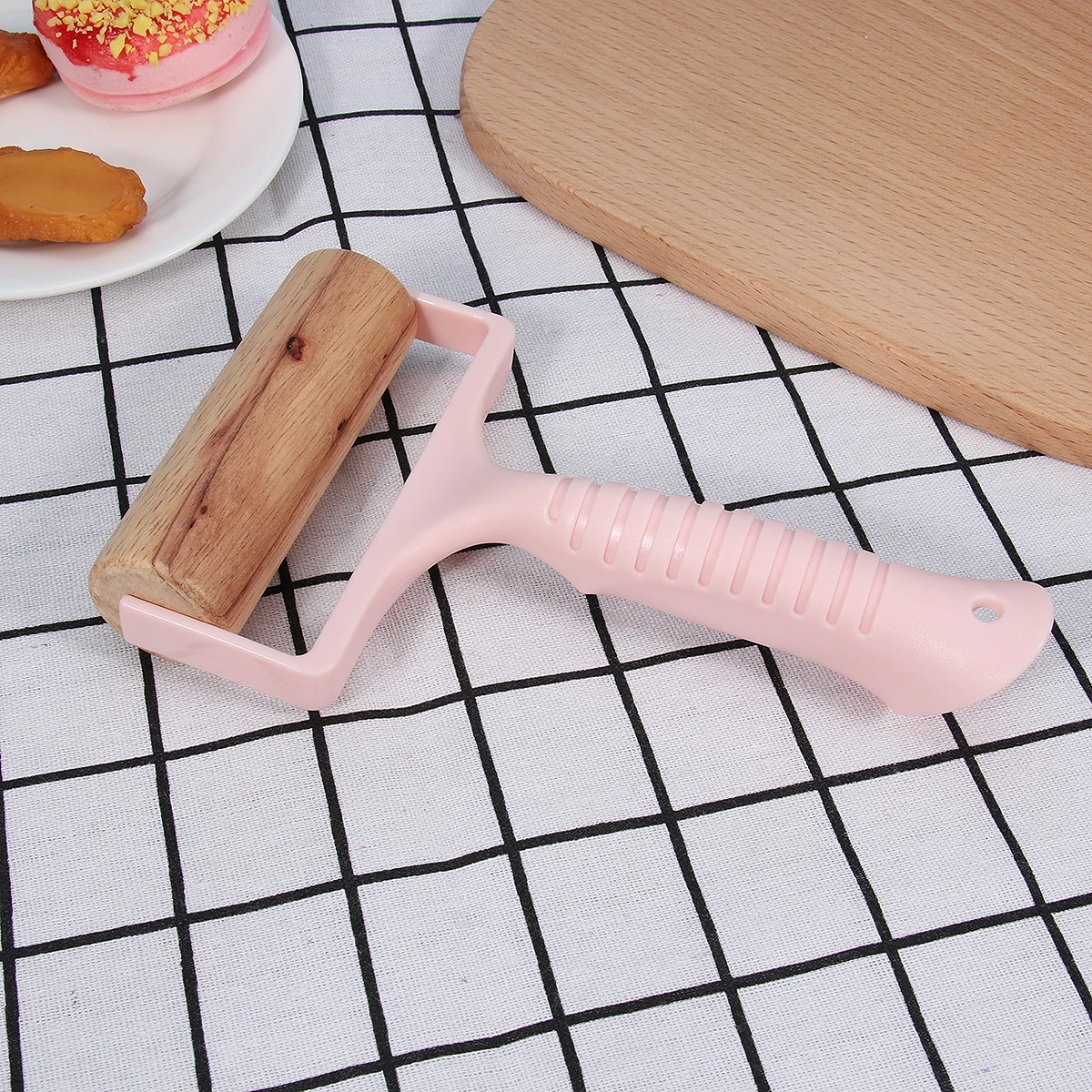 

Solid Wood Rolling Pin ABS Handle for Baking Pastry Dough Noodles Pizza Bread T Shape Cooking Experience Nonstick Smooth