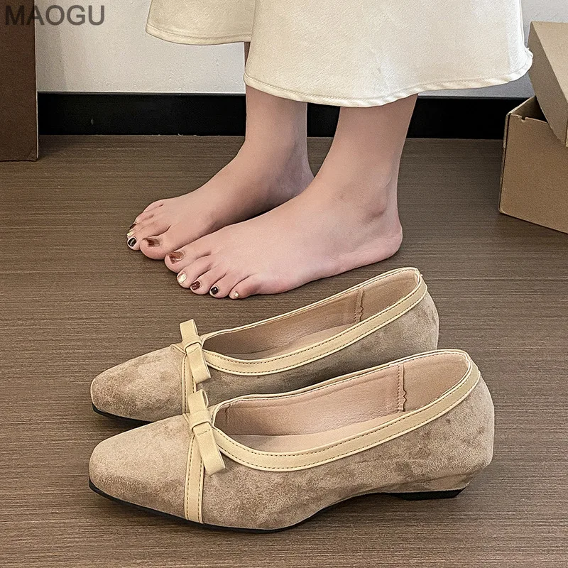 Elegante strik vierkante neus dames herfst nieuwe veelzijdige lage hak pompen mode kantoor dames instappers comfortabel schoeisel