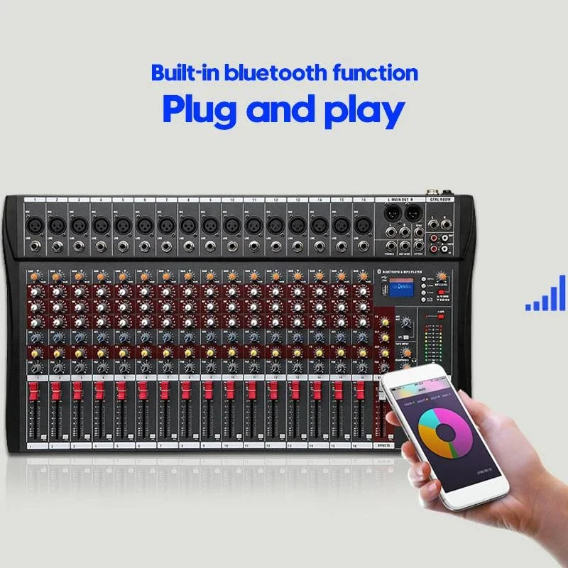 16 Channel Music Mixing Console Power Mixer Audio Mixer with USB and 48V Phantom Power CT-160S