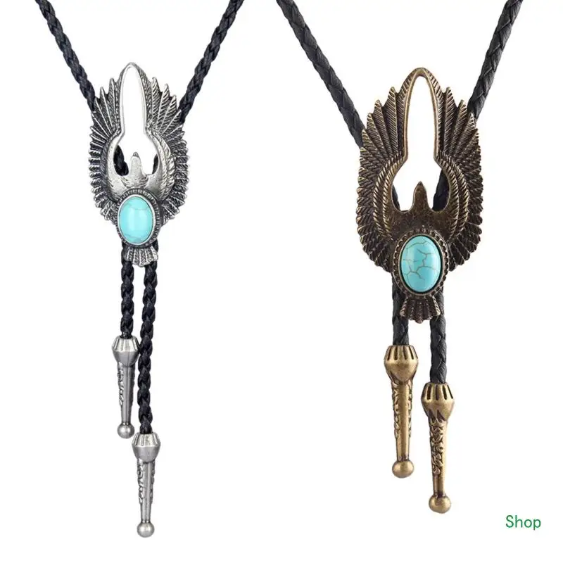 

Dropship Fashion Turquoise Buckle Bolo Tie Man Sweater Necklace Cowboy Necktie