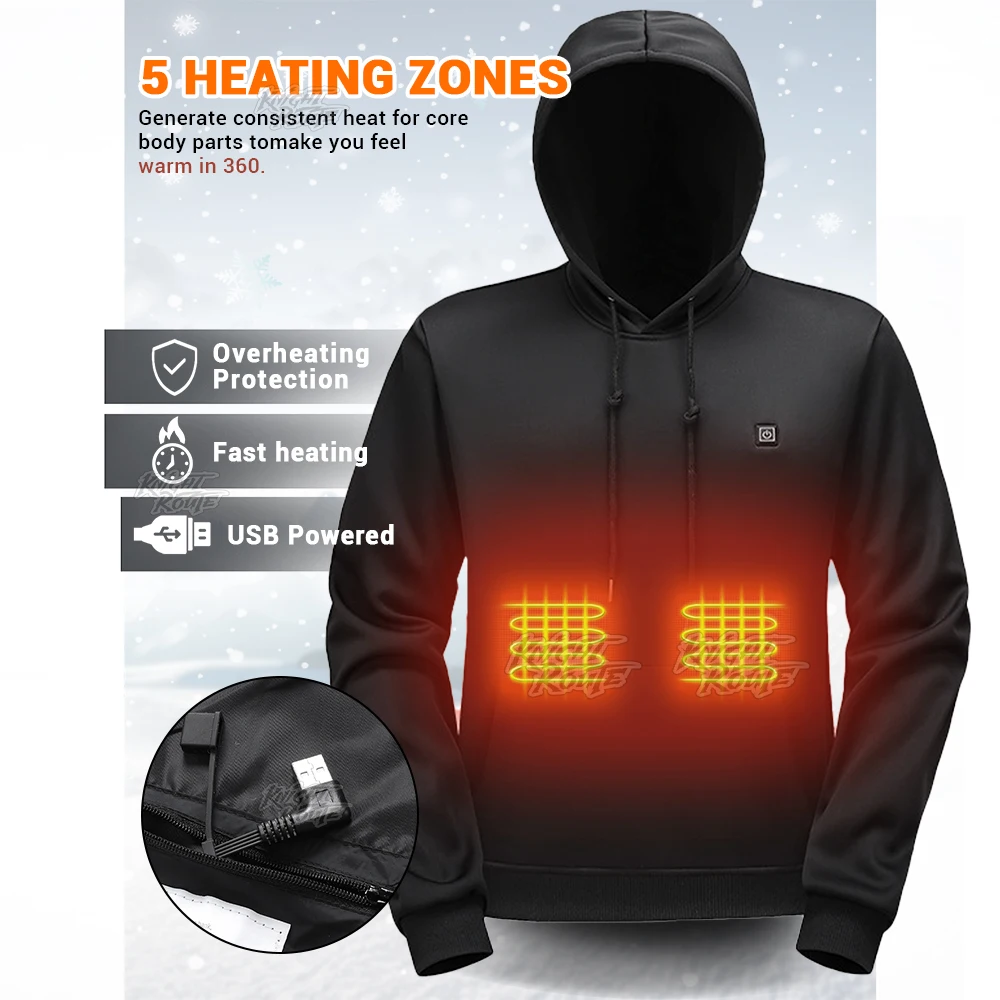 5 Areas Self Heating Vest Men's Heating jacket Thermal Women's USB Heated hoodie Warm Clothing Fishing Camping Washable Winter