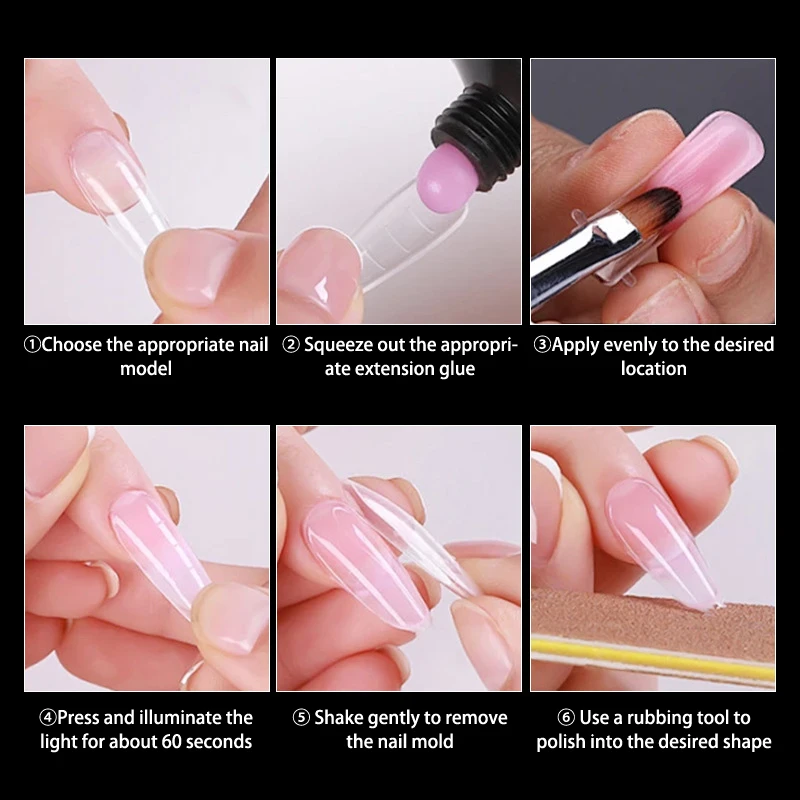 60Pcs Nail Fake Tips Mould Quick Building Mold Tips Nail Dual Forms Finger Extension Nail Art UV Building UV Gel Tools