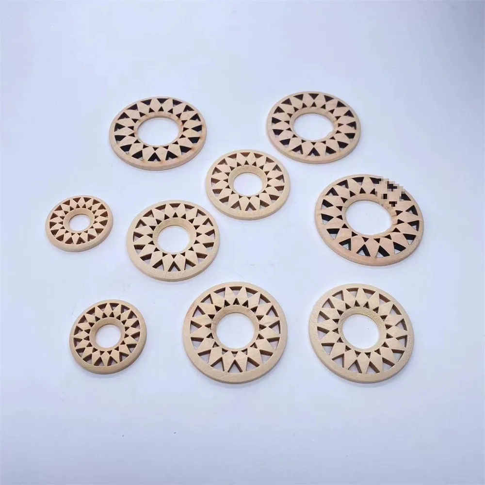 Famous style jewelry solid wood hollow-out sunflower diy decorative circular base decorative pieces