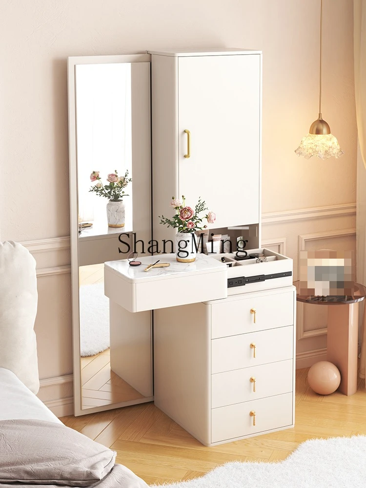 

FG good-looking corner dresser full mirror integrated table storage cabinet cream style bedroom small apartment chest