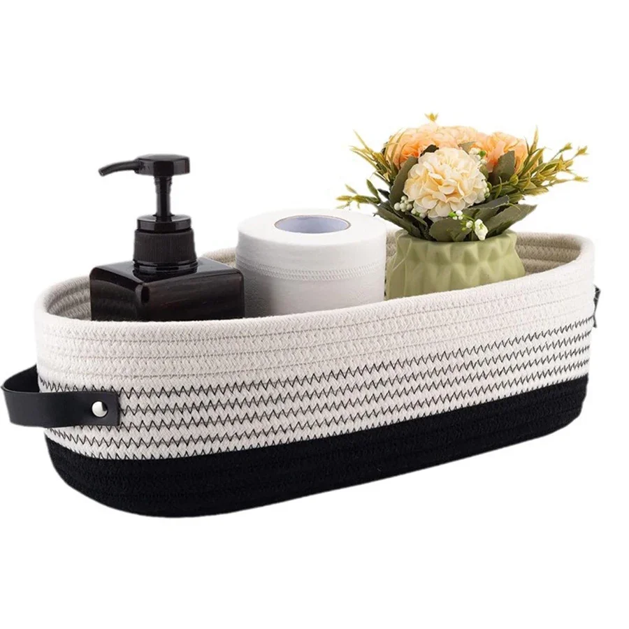 

Nordic Cotton Rope Woven Baskets Organize Boxs Desktop Sundries Organize Basket Sundries Key Cosmetics Hangmandjes keuken Box