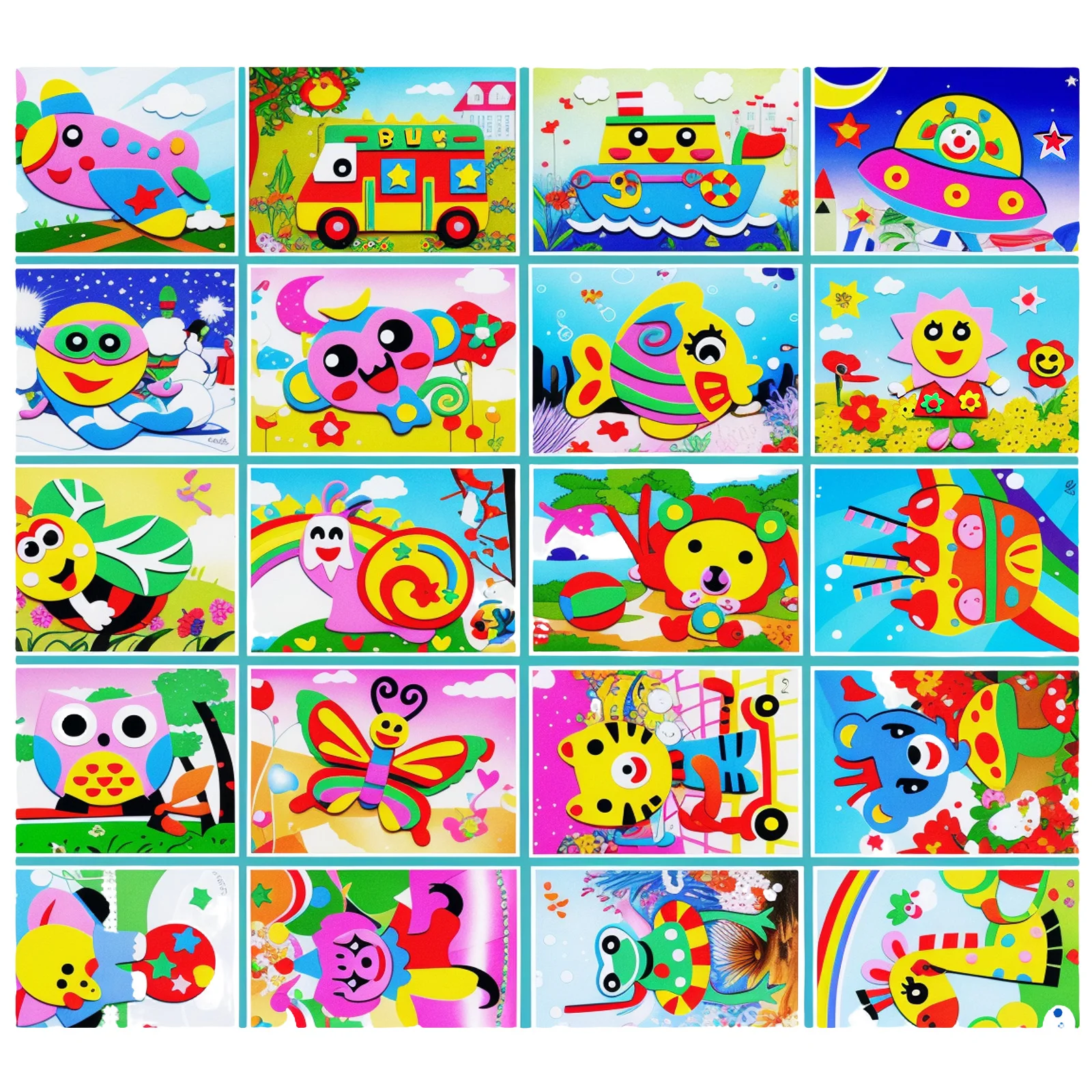 20 Pcs 3D EVA Foam Sticker Puzzle Game DIY Cartoon Animal Sticky Foam Puzzle Kit Learning Education Toys for Toddler Boys Girls