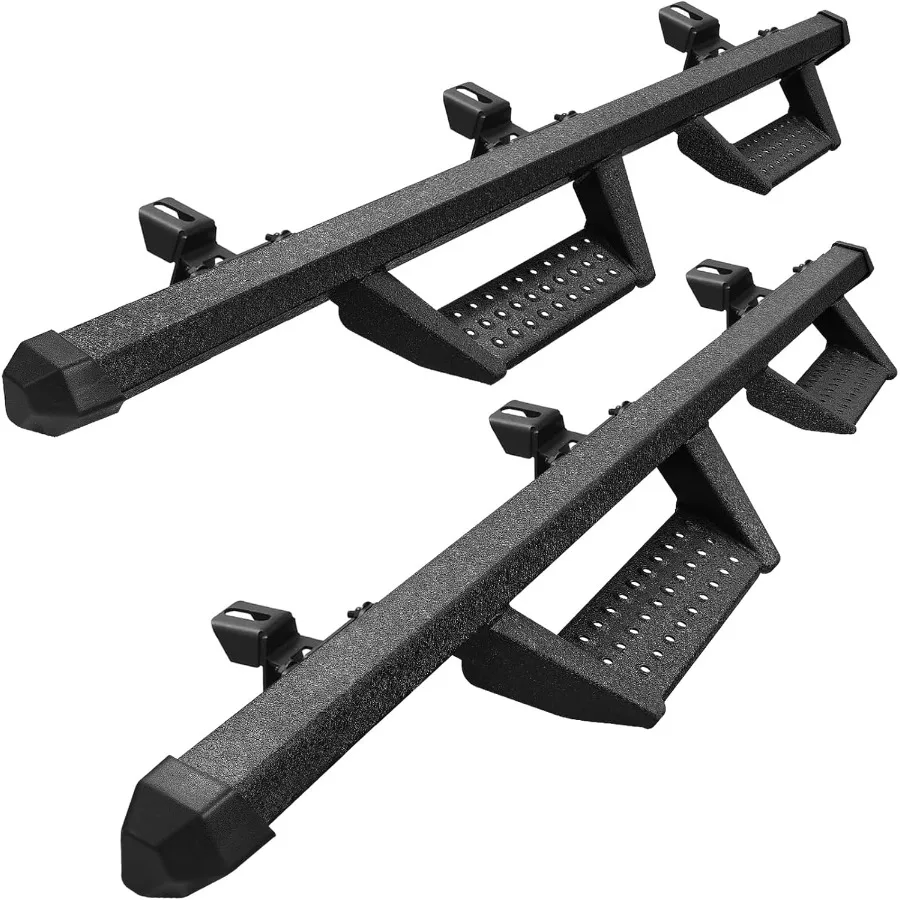 

Выдвижные подножки, совместимые с автомобилем 2007-2018 Jeep Wrangler JK JKU Unlimited, 4-дверные, двухступенчатые, текстурированные, черный, Pow