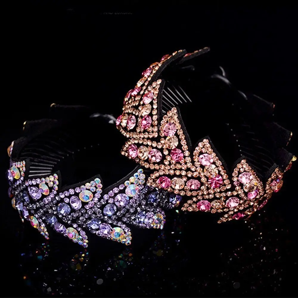 Floral Hair Claw Clips Expandable Style Crystal Rhinestone Twist Hair Clip Shiny Finish Ponytail Buckle Fashion Crystal Hairpin