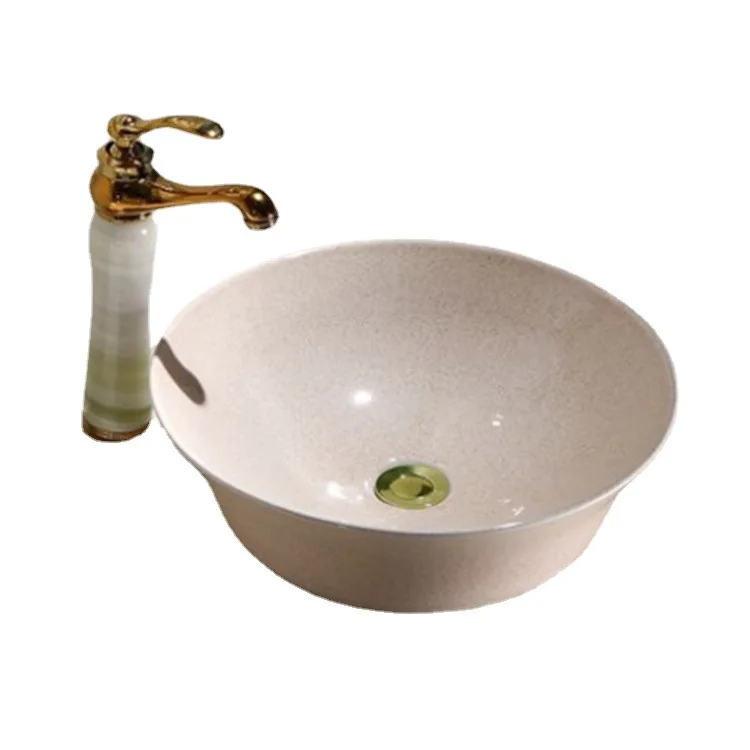 

Retro Home Improvement Inn Washbasin Top Basin Round Ceramic Household Washbasin High Temperature Color Art Basin Washbasin