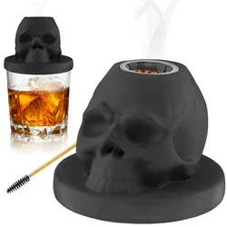 Cocktail Smoker Kit Ceramics Whiskey Smoker Kit Old Fashioned Smoker Kit with Skull-Shaped Smoke Infuser for Father Husband