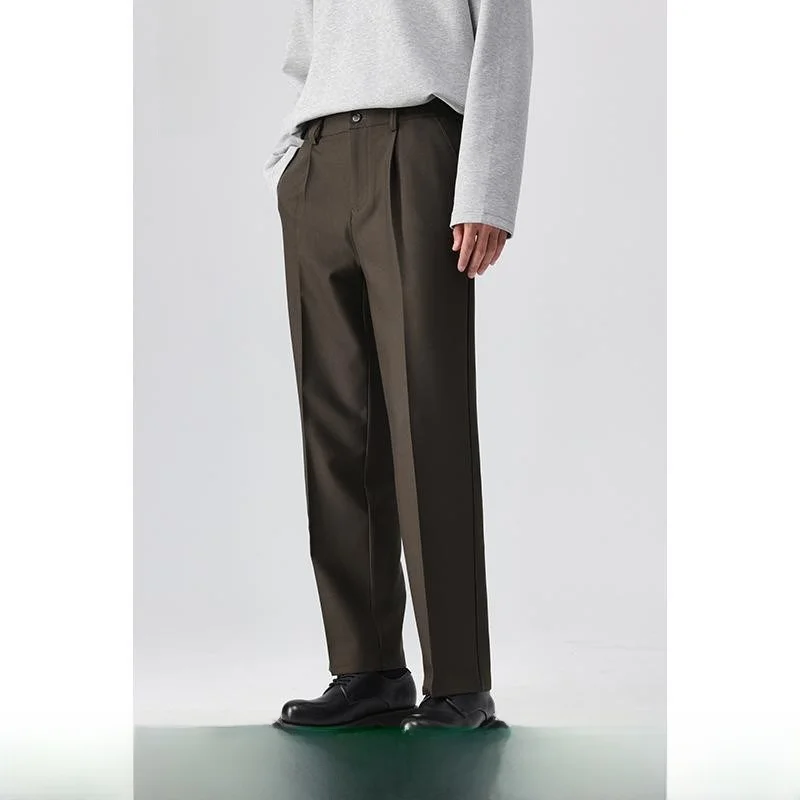 

Casual Men's Trousers 2025 Spring Autumn New Sle Single Pleat Anti-Wrinkle Straight Leg Long Pants Korean Sle Youth Faion