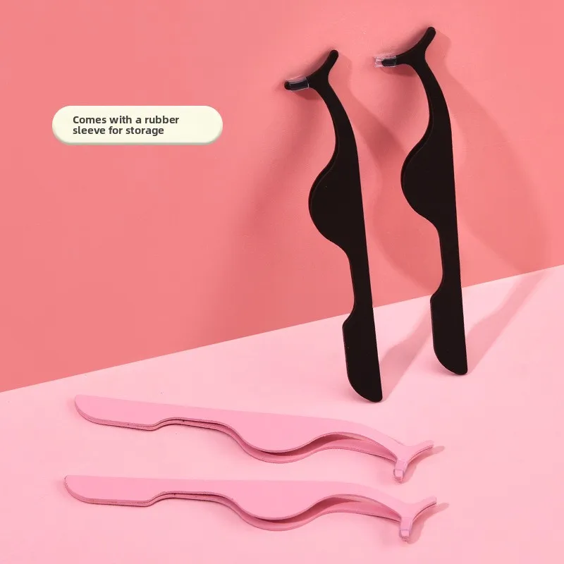 Assistente per ciglia finte in acciaio inossidabile, piegaciglia colorata, pinzette, strumento di bellezza portatile