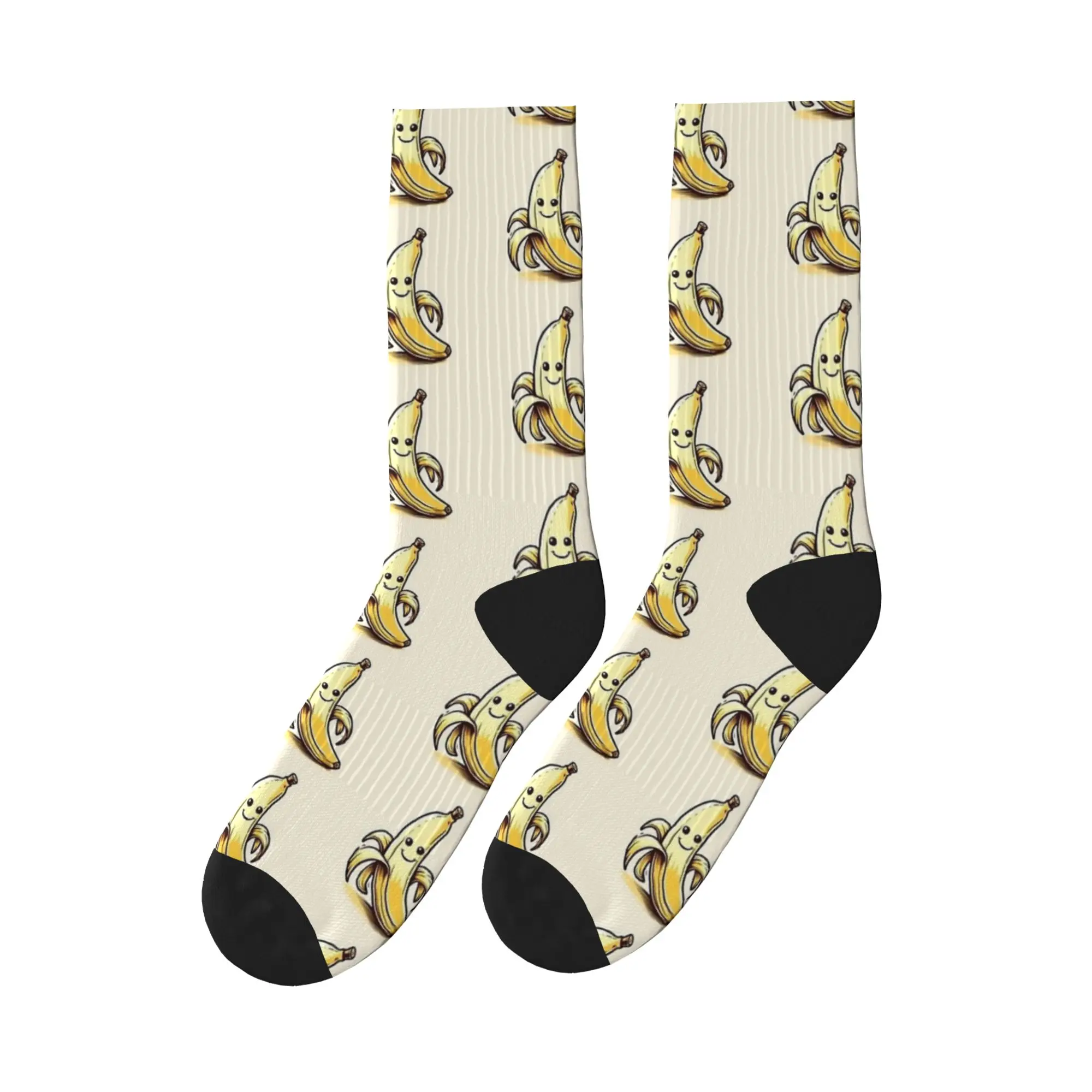 

Забавные улыбающиеся чулки-бананы, кавайные носки, мужские качественные носки унисекс, осенние спортивные противоскользящие носки с принтом для бега, подарок