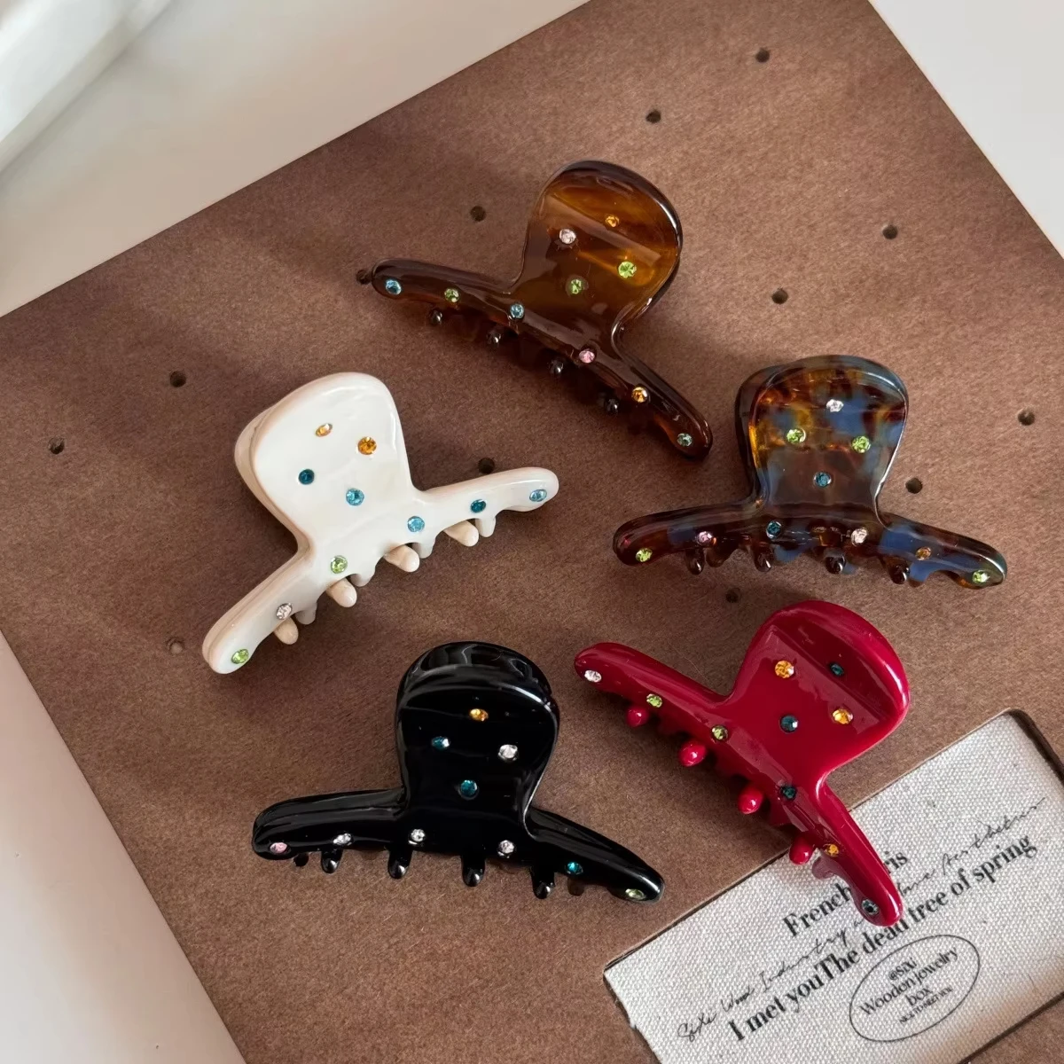 Color Diamond Acetic Acid Hairpin, One-word Small Grab Clip, Bangs  Women's Semi-tied Hair, Small Grab Clip, Headgear.