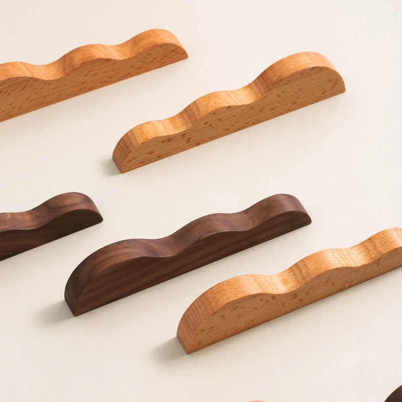 Wooden Handles Natural Kitchen Furniture Wooden Handle Solid Wood Handles for Cabinets and Drawers Closet Dresser Wardrobe Pulls