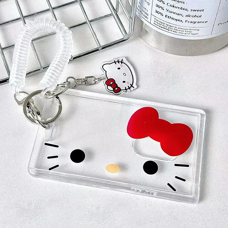 Portatarjetas de Hello Kitty, portatarjetas de dibujos animados, insignia bonita, portatarjetas de crédito, identificación bancaria, llavero para mujer, funda para tarjeta de autobús