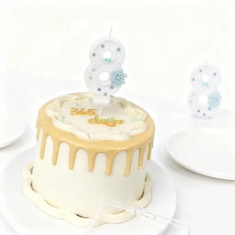 X90F Kids Girls Birthday Party Winter Snowflake Themed Number Decorative Items For Cakes Toppers Anniversary Party Decors