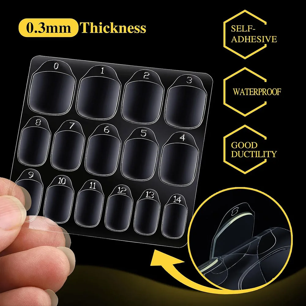 600Tips Nail Adhesive Tabs for Press on Nails 15 Sizes of Nail Sticky Tabs for Nails Press on Stickers Sticky Tabs 40 Sheets