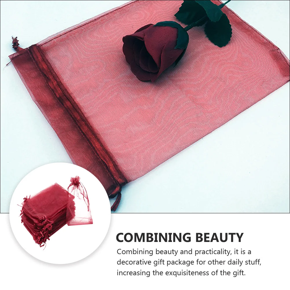 

100Pcs Gauze Drawstring Bags Lightweight Portable Storage Pouch Jewelry Candy Gift Goody Bag Drawstring Pocket