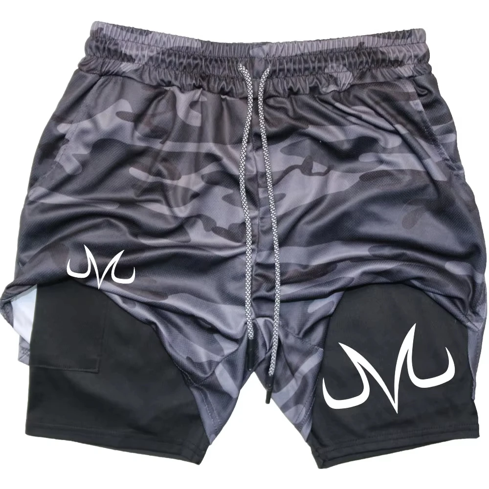 أنيمي أداء السراويل Toji المطبوعة الرجال الصالة الرياضية السراويل الرياضية غير رسمية تجريب الجري شبكة 2 في 1 السراويل القصيرة الرياضية