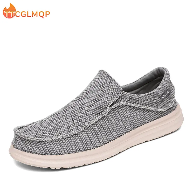 Men Casual Canvas Shoes Summer Breathable Loafers 2023 New Comfortable Outdoor Slip On Walking Shoes Men Sneakers Plus Size 48