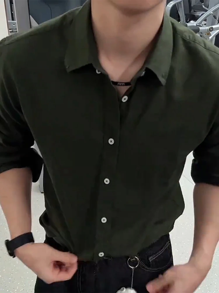 

Military een Long Sve irt Men's Spring Sli Slim Fit Inner Wear Casual Sle Button up Cardigan