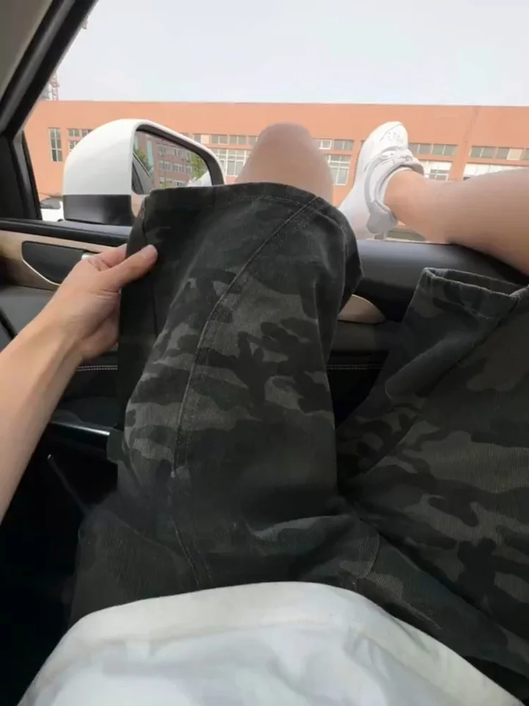 

Американские рабочие камуфляжные шорты для мужчин, летние, в стиле деконструированного пэчворка, с эффектом потертости, для лесорубов, повседневные, длиной до колена