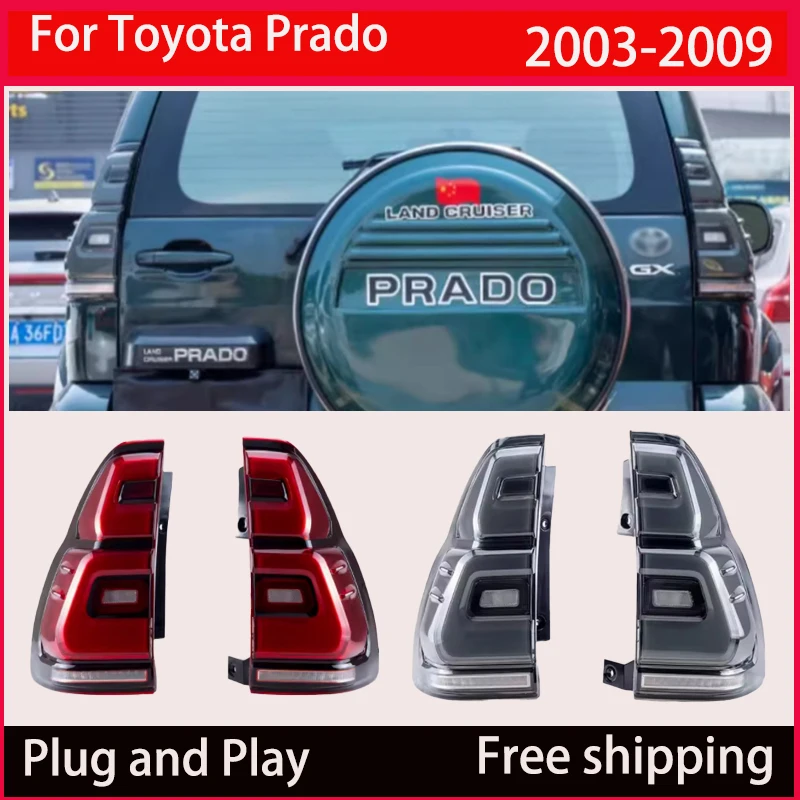 

Автомобильный светодиодный задний фонарь для Toyota Prado 120 FJ120 2003-2004-2008-2009 задний ходовой фонарь + стоп-сигнал + задний ход + динамический указатель поворота