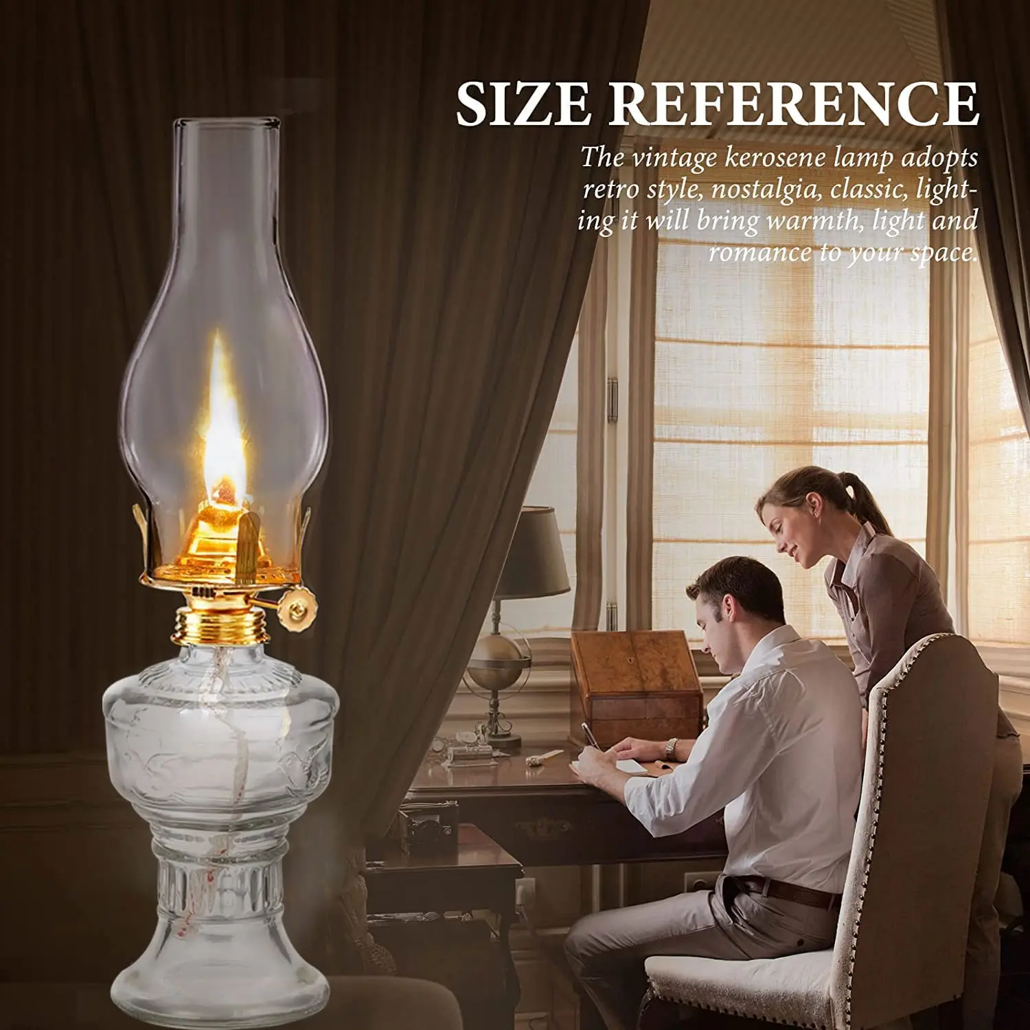 32CM Home Decoration Kerosene Lamp Indoor Vintage Four-Claw Lamp Head Clear Glass Kerosene Lamp Lantern