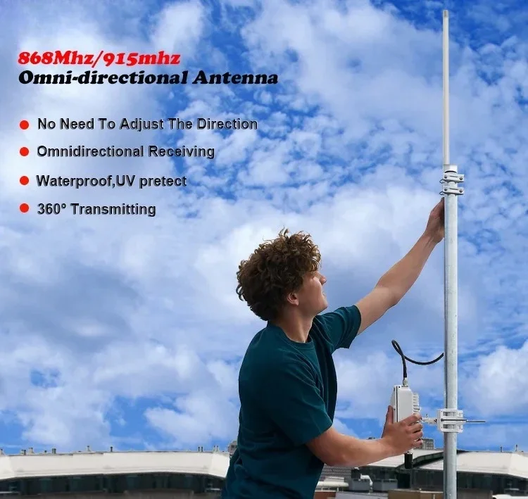 Outdoor 868MHz 915MHz antenna 3dbi 5.8dbi 8dbi 10dbi 12dbi omnidirectional communication antenna 4g Lte fiberglass antenna