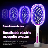 IN 1 Electric Flies Swatter Killer with UV Light Fly Zapper Racket Rechargeable Mosquito Racket Anti Bug Zapper