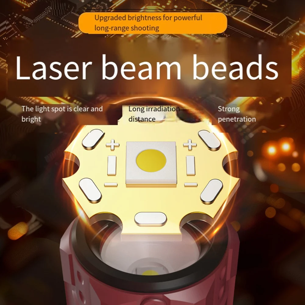 T36C Zoom Taschenlampe Auto Tragbare Arbeitsleuchte Multifunktions Outdoor LED Warnung Suchscheinwerfer Rot