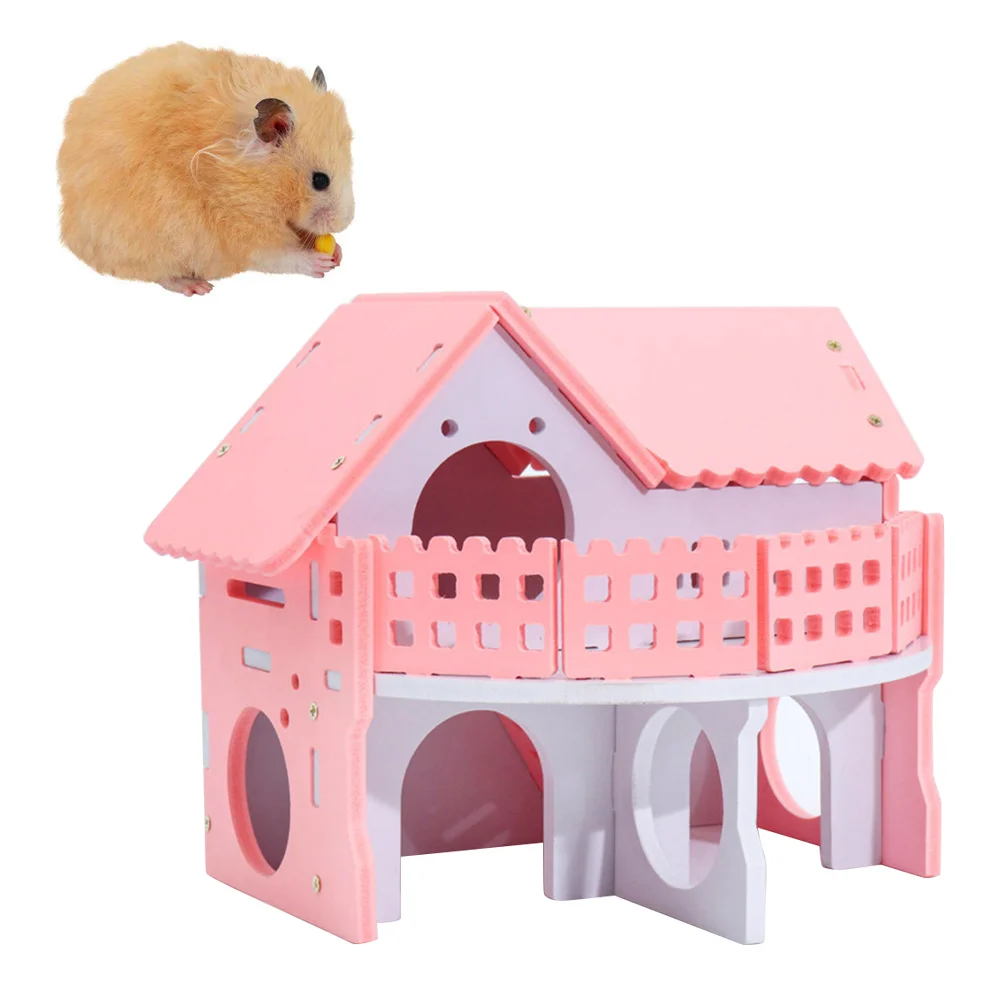 Hamster Bed House Ladder Double Layer Rat Houses Pet Sleeping Bamboo Accessories Toy