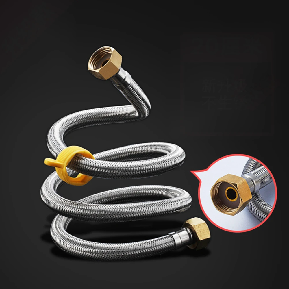 Hot and Cold Water Faucet Inlet Hose 304 Stainless Steel Faucet Braided Water Pipe  Heater Flexible Connecting Pipe