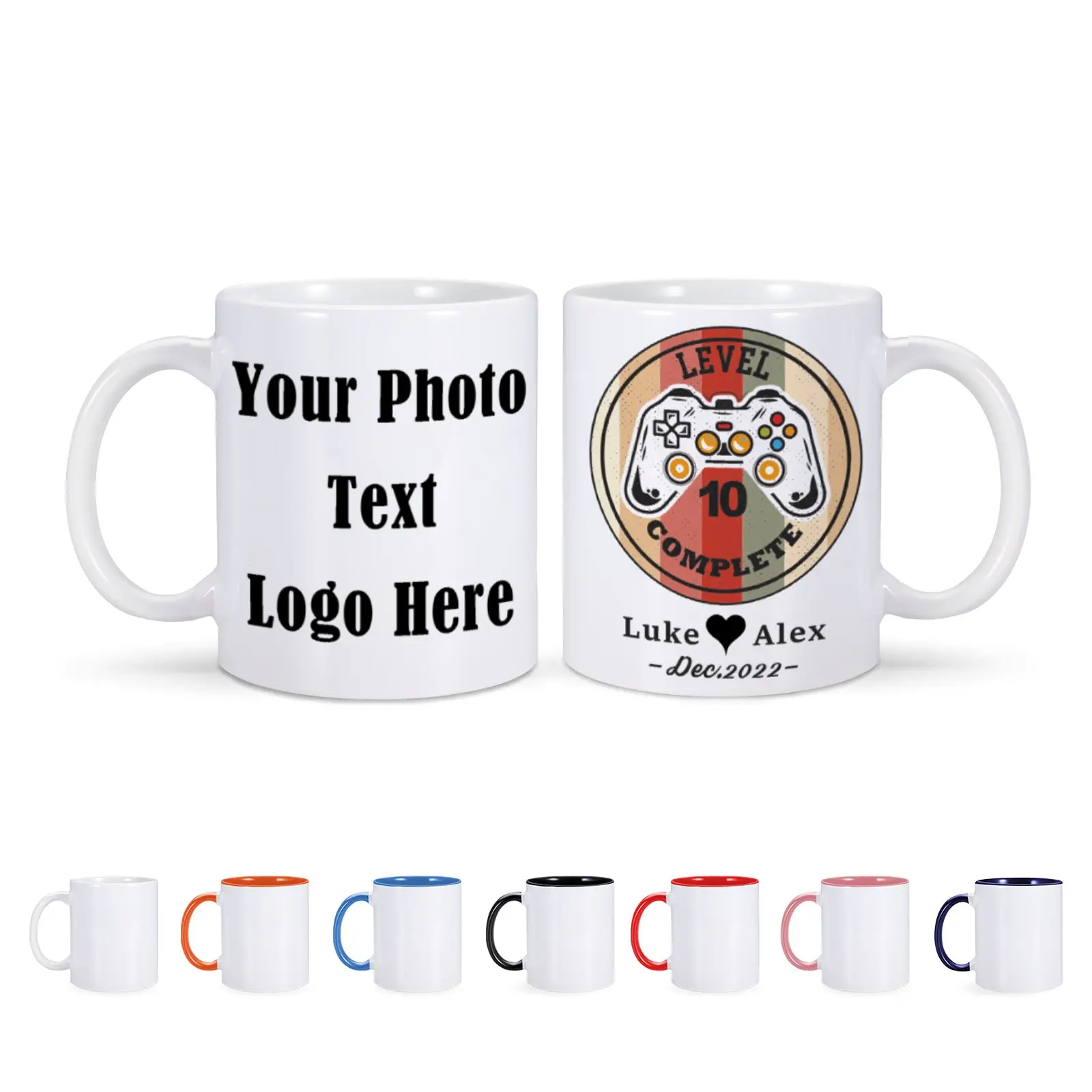 Custom Name Photo Mugs Gift for Couple Gamers Personalized Photo Text Ceramic Mugs Drinkware Milk Cup Coffee Mug Juice Cup