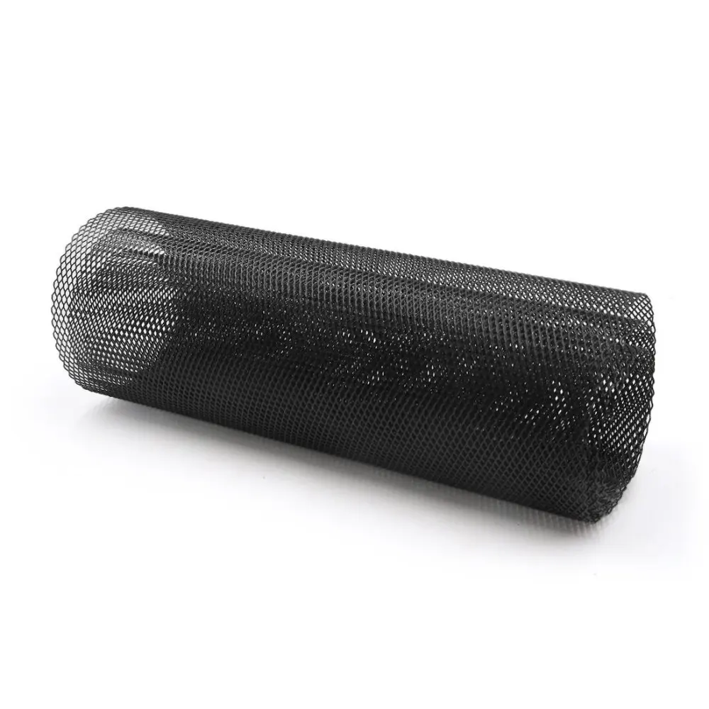 Car Vehicle Black Tone Aluminum Alloy 3 X 6mm Rhombic Grille Mesh Sheet Grid Rhombic 100 X 33cm / 39.4