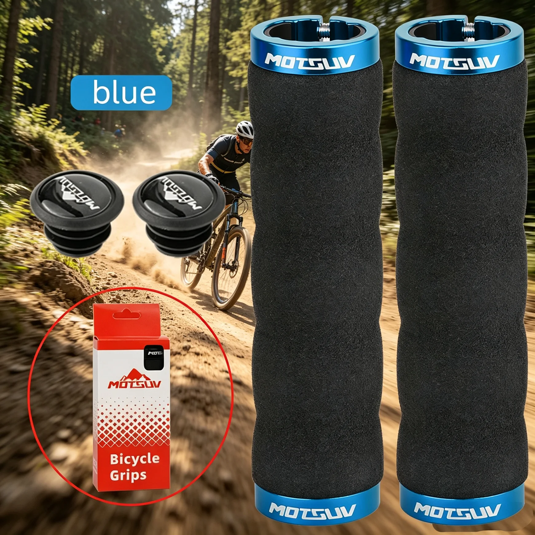 Mountain Bike Downhill Handlebar Grip, Off-Road BMX, Soft Tail, Dirt Slope, Shock Absorbing, Lockable, Riding Sponge Handlebar C