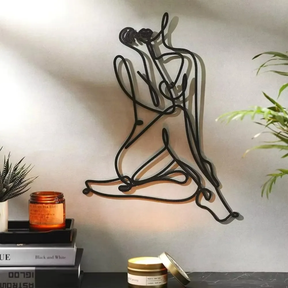 CIFbuy Modern Abstract Female Metal Wall Sculpture - Minimalist Iron Wire Art Sophisticated Design for Contemporary Home Outdoor