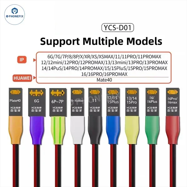 YCS-D01 10 في 1 كابل تمهيد الطاقة تيار مستمر كشف التمهيد السريع آيفون 6-16ProMax هواوي Mate40 اختبار بدون بطارية