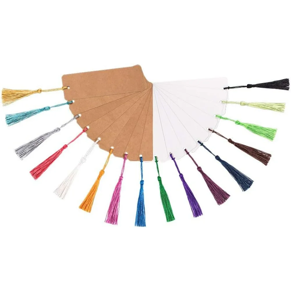 크래프트 종이 빈 카드스톡 북마크, DIY 프로젝트 북마크 및 선물 태그, 80pcs 다채로운 술, 40pcs