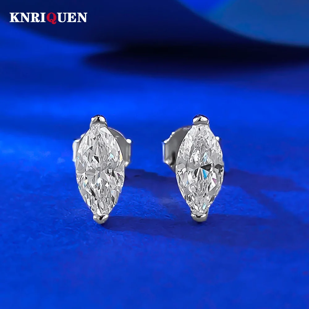 

Elegant 100% 925 Sterling Silver 4*8mm High Carbon Diamond Stud Earrings for Women Charms Wedding Party Fine Jewelry Female Gift