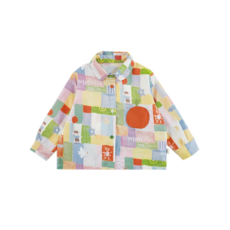 

2025 Summer Promotion Boys' 2024 New Long Sleeve Collar Shirt Lightweight Breathable Soft Skin friendly Dopamine Shirt