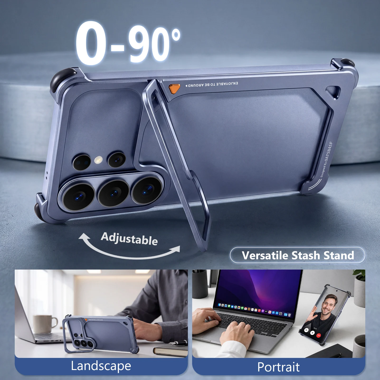 Oatsbasf Metal Phone Case for Samsung Galaxy S26 Ultra " 9 " Shape Phone Cover with 180° Adjustable Kickstand Shock-Proof Bumper view 3