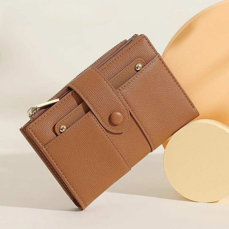 

Mid-length Ladies Wallet Premium European and American Retro Large-capacity Two-fold PU Folding Wallet Coin Card Holder