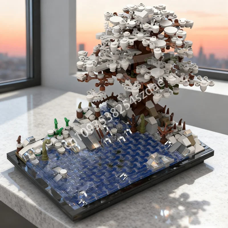 

855pcs MOC Tree A Lake Winter Seasonaled Model Building Blocks Toy Construction Christmas Gifts Creative Brick Kids Birthday