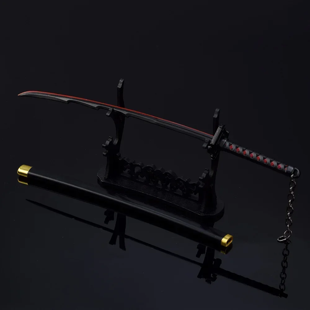 26cm BLEACH Kurosaki Ichigo Ban Kai Zangetsu Metal Model Keychain Metal Model Peripheral Butterfly Knife Katana Gift Toys Game